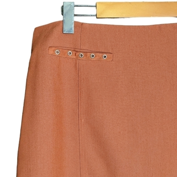 12 - Rio Sud • Orange Peach Pencil Skirt with Slit & Grommet Pocket Detail - Picture 2 of 5